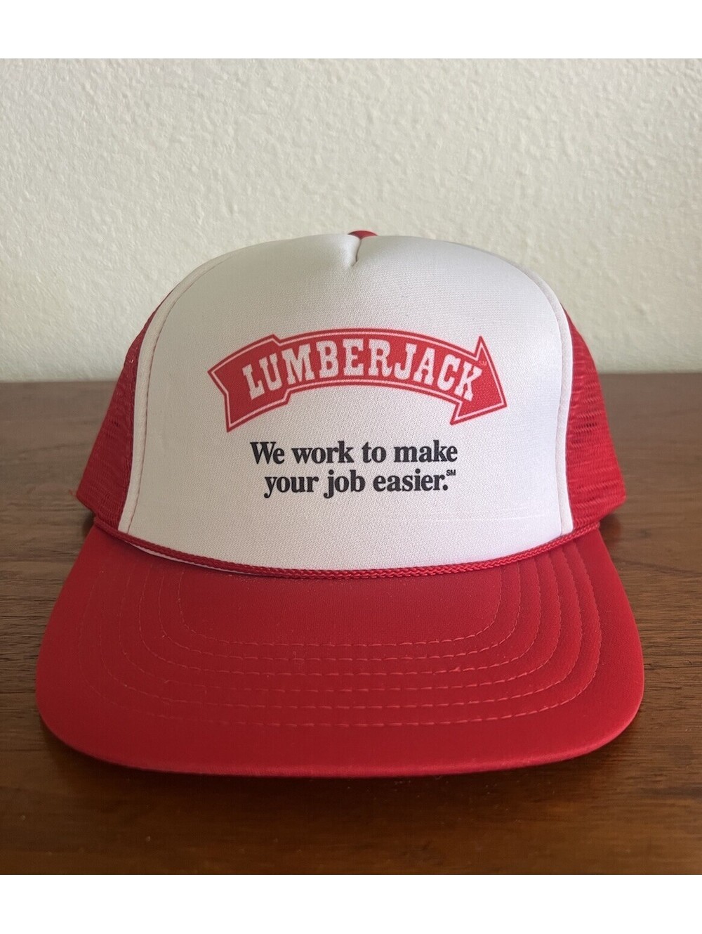 Vintage Lumberjack Red White Trucker Hat